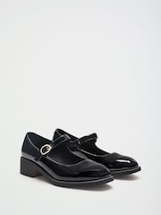 Friends Like These Black Standard Fit Low Block Heel Buckle Patent Faux Leather Maryjane Shoes - Image 5 of 8