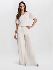 Gina Bacconi Chiffon Layered Slit Trousers - Image 1 of 6
