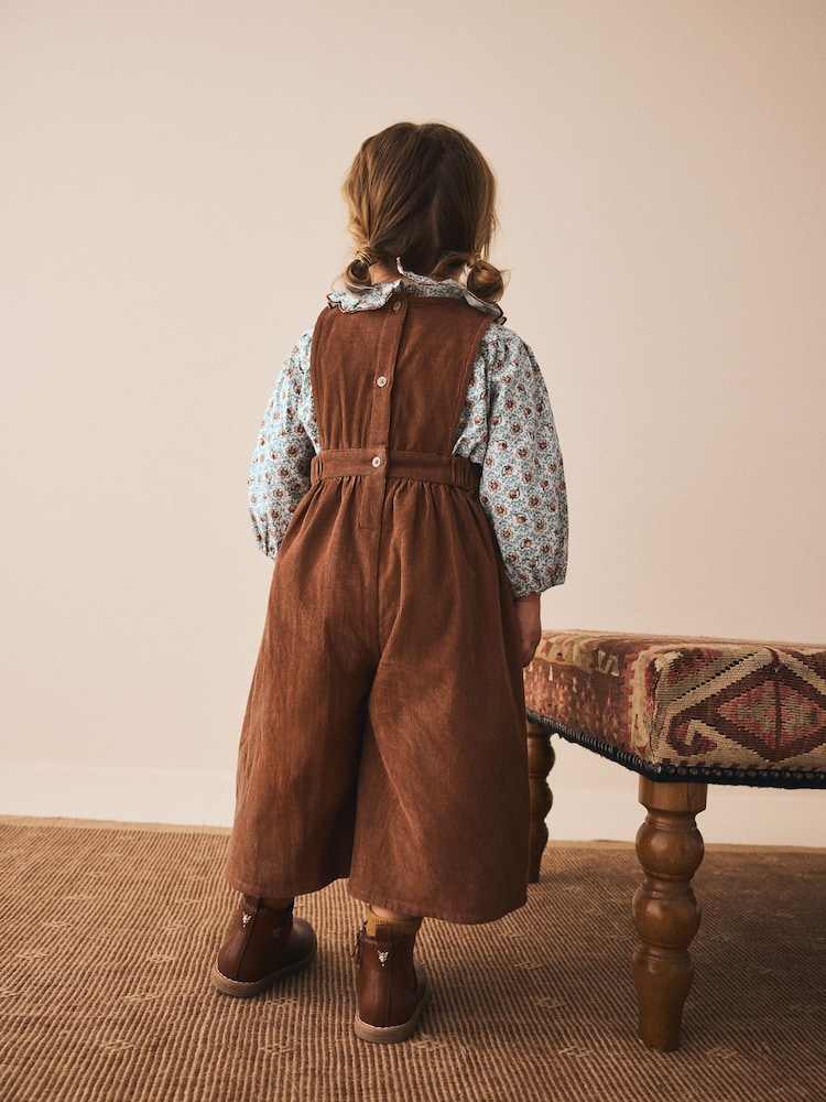 Chocolate Brown Cord Dungarees & Blouse Set (3mths-7yrs) - Image 2 of 8
