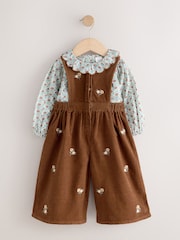 Chocolate Brown Cord Dungarees & Blouse Set (3mths-7yrs) - Image 4 of 8