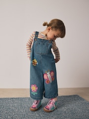Mid Blue Bee Embellished Dungarees (3mths-7yrs) - Image 1 of 9