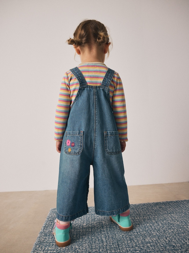 Mid Blue Bee Embellished Dungarees (3mths-7yrs) - Image 2 of 9