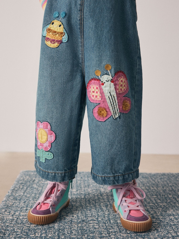 Buy Mid Blue Bee Embellished Dungarees (3mths-7yrs) from the Next