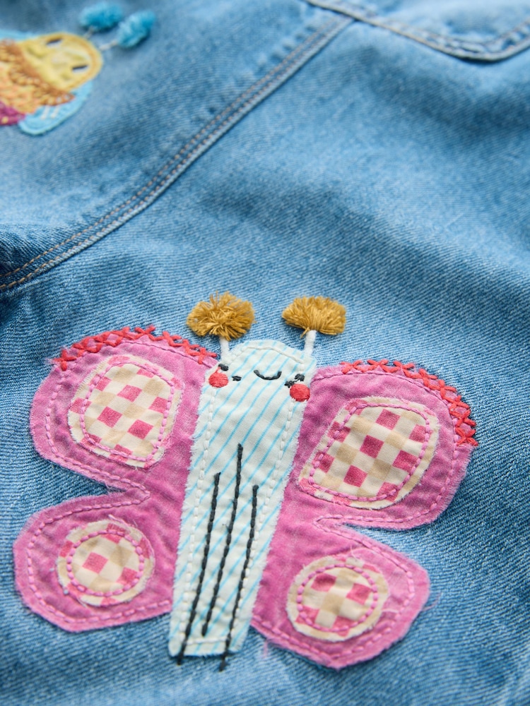 Mid Blue Bee Embellished Dungarees (3mths-7yrs) - Image 9 of 9