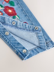 Mid Blue Floral Embroidered Dungarees (3mths-7yrs) - Image 5 of 8