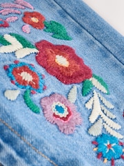 Mid Blue Floral Embroidered Dungarees (3mths-7yrs) - Image 8 of 8