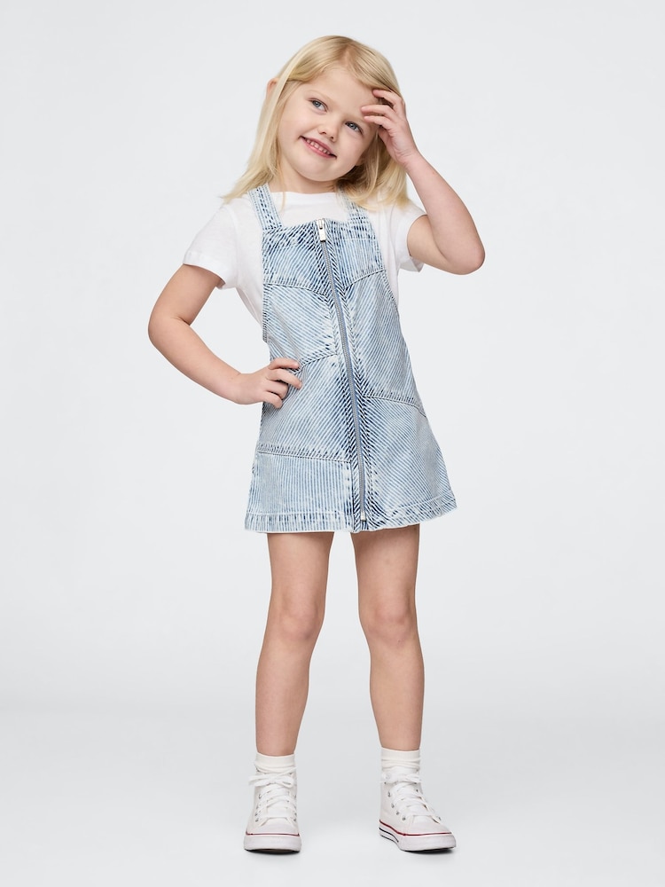 Gap Cotton Striped Denim Pinafore Dress (6mths-5yrs) - Imagen 1 de 3