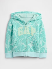 Grün - Gap – Fleece-gefütterter Hoodie mit Reißverschluss und Logo (6M.–5J.) - Bild 1 von 3