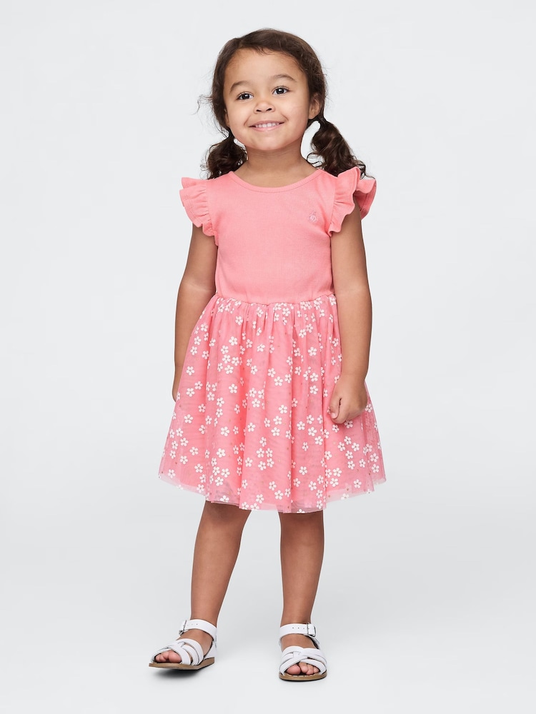 Gap Pink 2 in 1 Flower Tulle Dress (6mths-5yrs) - Image 1 of 3 Gap Pink 2 in 1 Flower Tulle Dress (6mths-5yrs) - Image 1 of 3