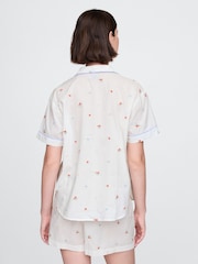 Gap White Floral Cotton Embroidered Pyjama Shirt - Image 2 of 4