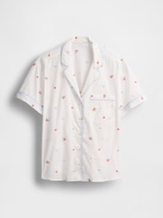 Gap White Floral Cotton Embroidered Pyjama Shirt - Image 3 of 4