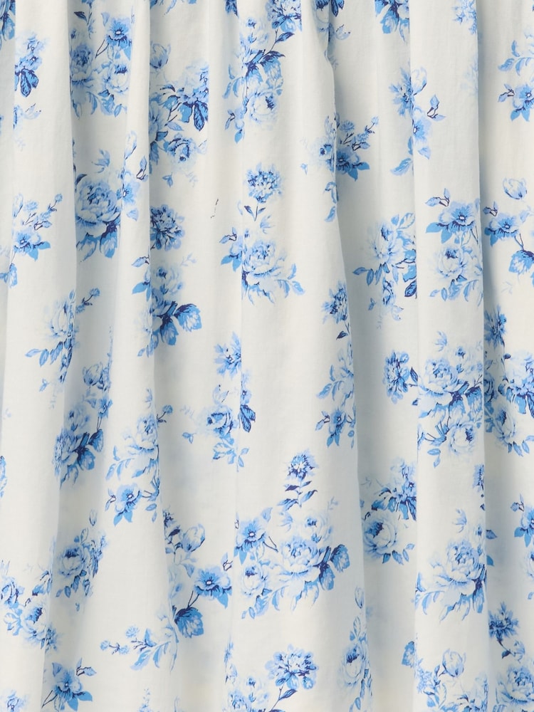 Gap White & Blue Floral 100% Cotton Tie-Front Smocked Waist Mini Dress - Image 7 of 7