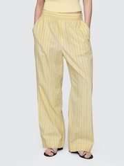 Gap Yellow Cotton Poplin Striped Easy Wide-Leg Trousers - Image 1 of 9