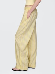 Gap Yellow Cotton Poplin Striped Easy Wide-Leg Trousers - Image 3 of 9