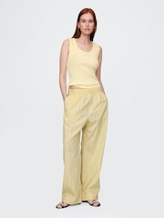 Gap Yellow Cotton Poplin Striped Easy Wide-Leg Trousers - Image 4 of 9