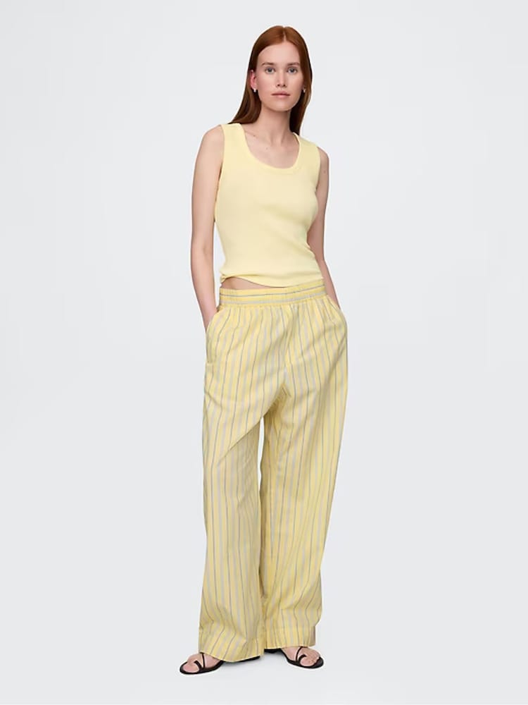 Keltainen - Gap Cotton Poplin Striped Easy Leveä lahje Housut - Image 4 of 9