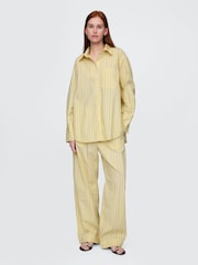 Gap Yellow Cotton Poplin Striped Easy Wide-Leg Trousers - Image 5 of 9