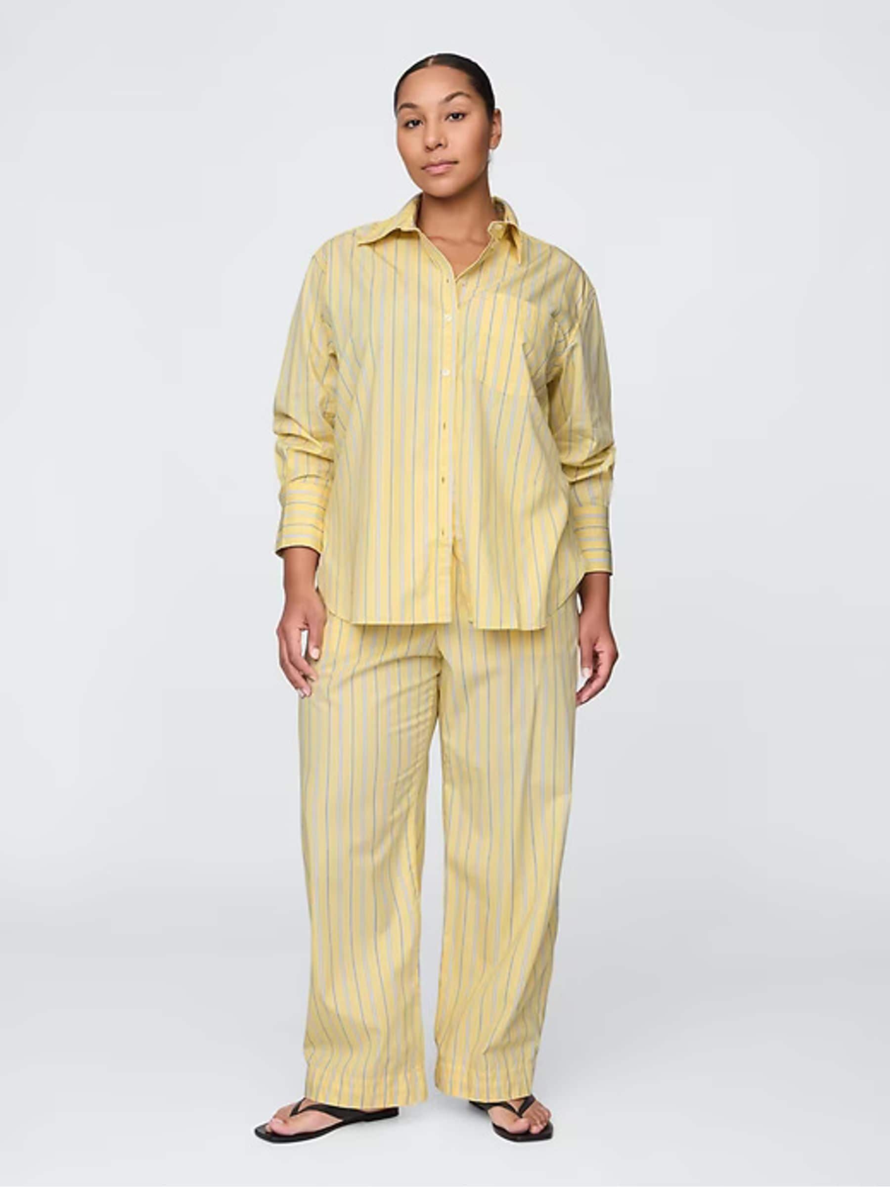 パンツ 00s OLD GAP stripe wool wide slacks Buy Gap Yellow Cotton Poplin Striped Easy Wide-Leg Trousers from