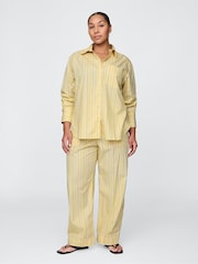 Gap Yellow Cotton Poplin Striped Easy Wide-Leg Trousers - Image 6 of 9