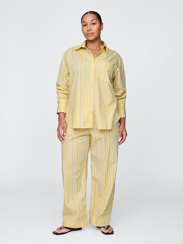 Keltainen - Gap Cotton Poplin Striped Easy Leveä lahje Housut - Image 6 of 9