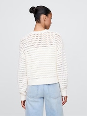 Gap White Oversized Cotton Crochet Jumper - Image 6 of 9