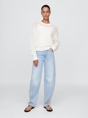 Gap White Oversized Cotton Crochet Jumper - Image 7 of 9
