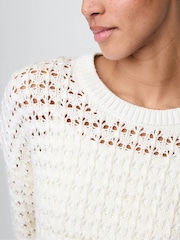 Gap White Oversized Cotton Crochet Jumper - Image 8 of 9