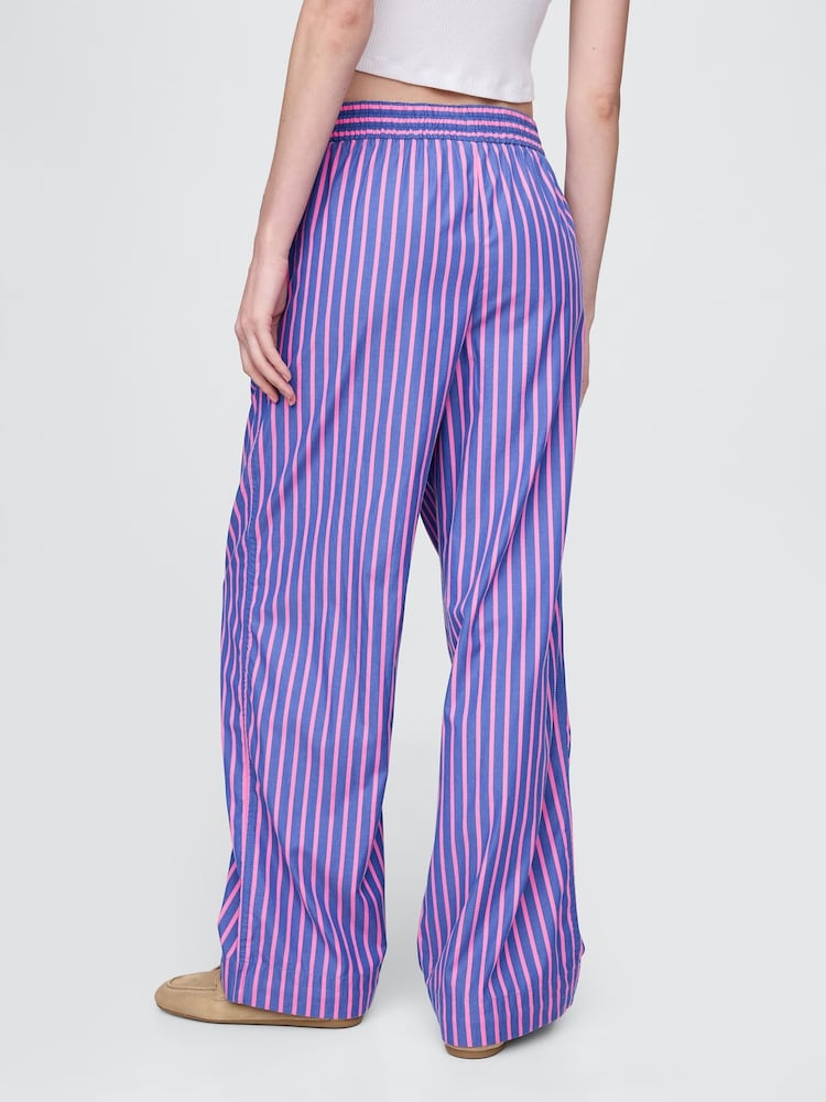 Gap Blue/Pink Cotton Poplin Striped Easy Wide-Leg Trousers - Image 2 of 5