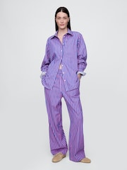 Gap Blue/Pink Cotton Poplin Striped Easy Wide-Leg Trousers - Image 5 of 5