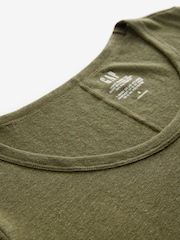 Gap Khaki Green Linen Blend Short Sleeve Scoop Neck T-Shirt - Image 3 of 4