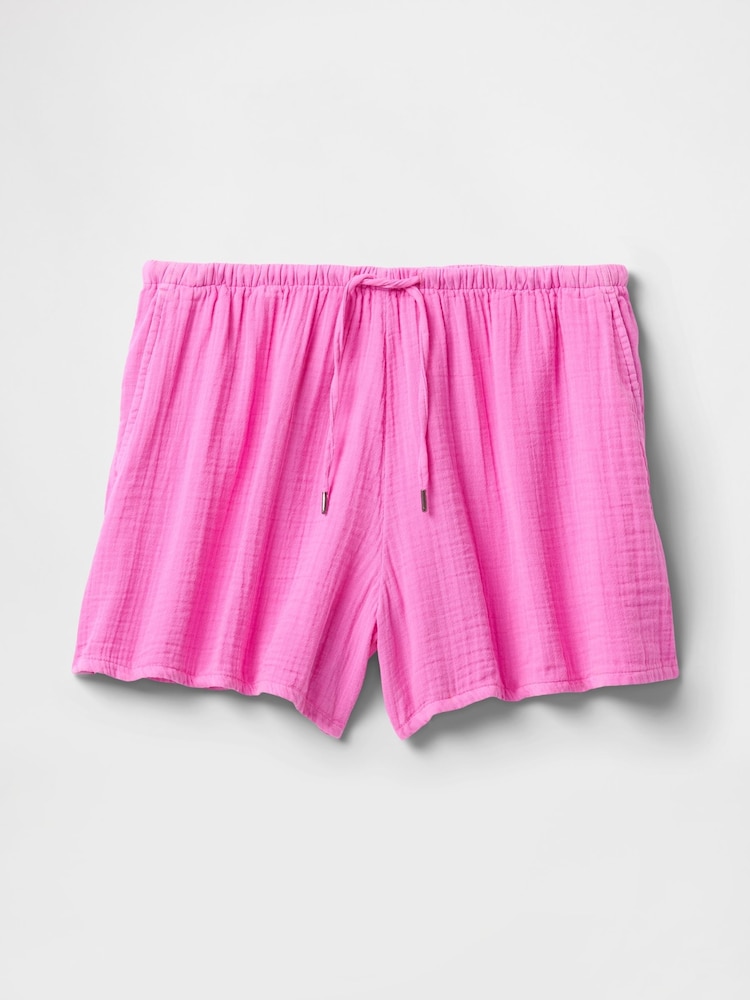 Rosa - Pantalones cortos de gasa de algodón 100% con tejido arrugado de Gap - Image 5 of 7