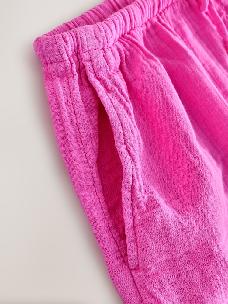 Rosa - Pantalones cortos de gasa de algodón 100% con tejido arrugado de Gap - Image 6 of 7