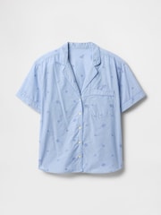 Gap Blue Floral Cotton Embroidered Pyjama Shirt - Image 1 of 3