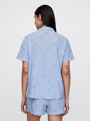 Gap Blue Floral Cotton Embroidered Pyjama Shirt - Image 2 of 3