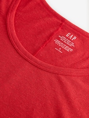 Gap Red Linen Blend Short Sleeve Scoop Neck T-Shirt - Image 3 of 4
