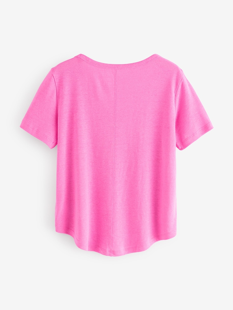 Gap Pink Linen Blend Short Sleeve Scoop Neck T-Shirt - Image 2 of 4