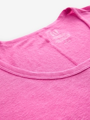 Gap Pink Linen Blend Short Sleeve Scoop Neck T-Shirt - Image 3 of 4