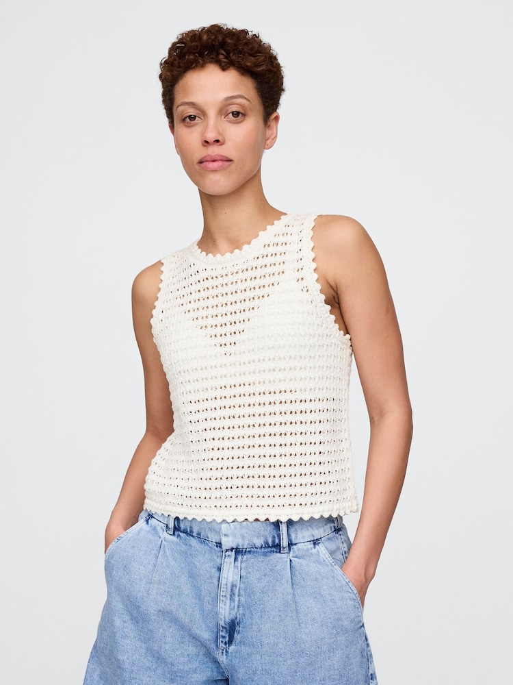 Wit - Gap 100% Cotton Crochet Vest - Image 1 of 5