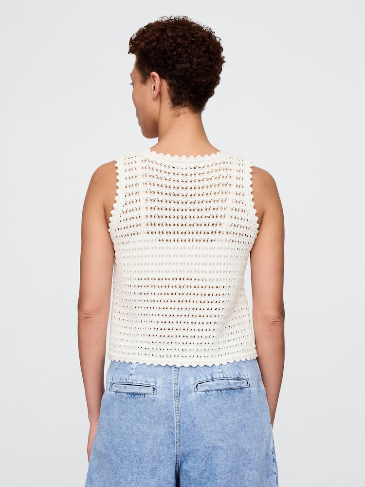 Wit - Gap 100% Cotton Crochet Vest - Image 2 of 5