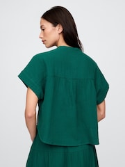 Gap Green Crinkle Gauze Dolman Short Sleeve Shirt - Image 2 of 5