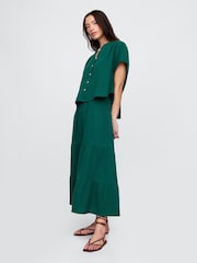 Gap Green Crinkle Gauze Dolman Short Sleeve Shirt - Image 3 of 5