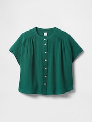 Gap Green Crinkle Gauze Dolman Short Sleeve Shirt - Image 4 of 5