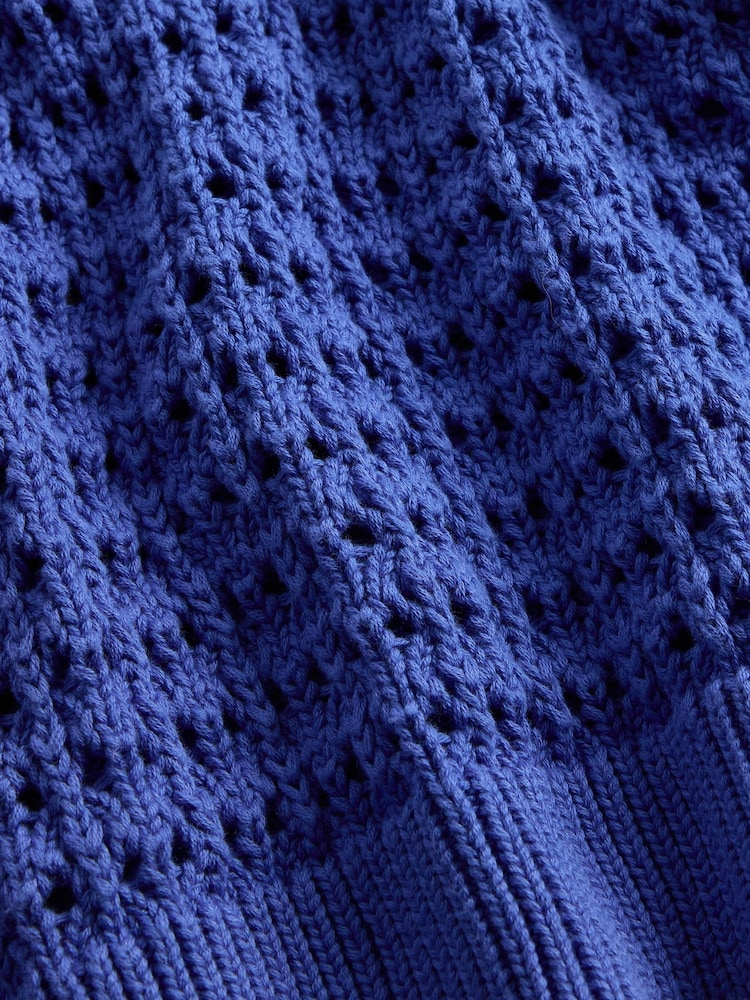Blauw - Gap 100% katoenen oversized gehaakte trui met ronde hals - Image 5 of 5
