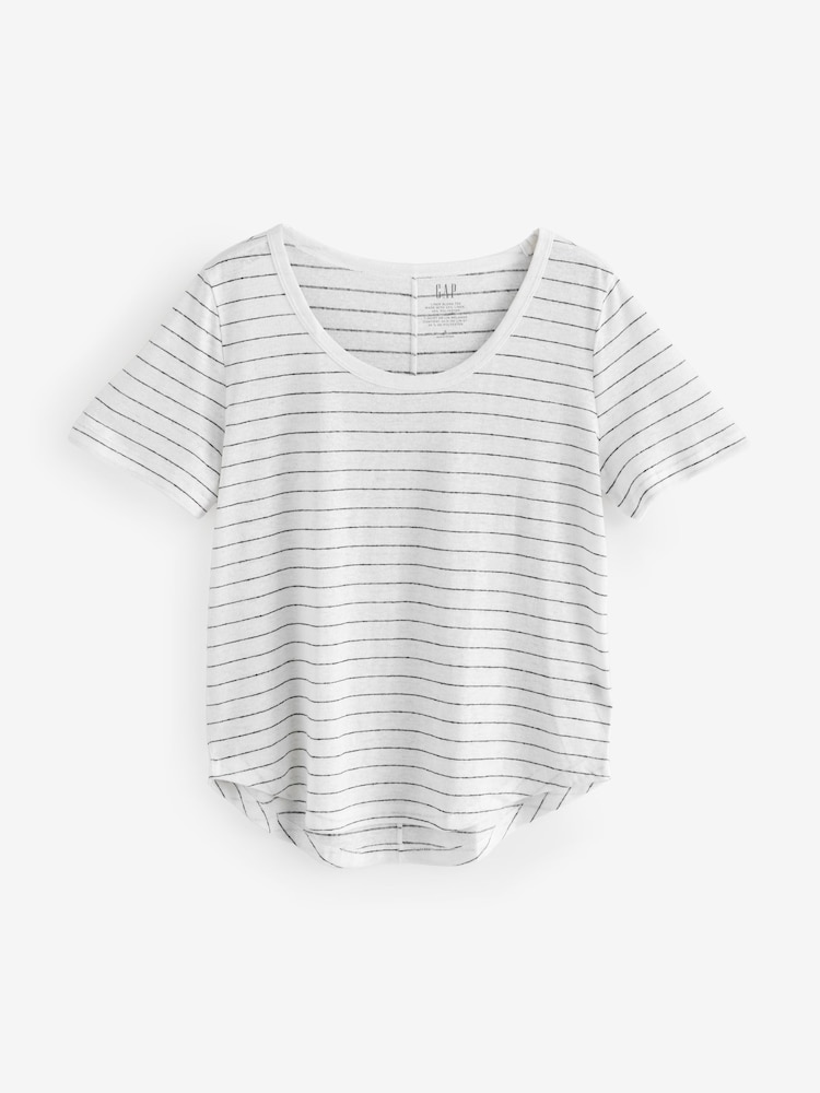 Rayas en blanco/negro - Camiseta de manga corta con cuello redondo de mezcla de lino de Gap - Imagen 1 de 4 Rayas en blanco/negro - Camiseta de manga corta con cuello redondo de mezcla de lino de Gap - Imagen 1 de 4