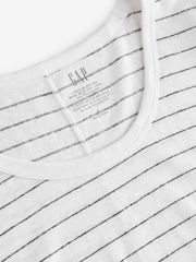 Gap White/Black Stripe Linen Blend Short Sleeve Scoop Neck T-Shirt - Image 3 of 4