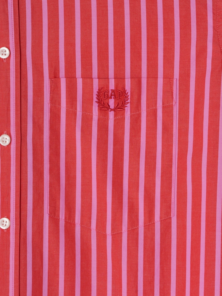 Gap Red Cotton Poplin Striped Oversized Shirt - Image 5 of 5
