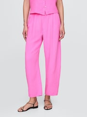 Gap Pink 100% Cotton Crinkle Gauze Easy Barrel Trousers - Image 2 of 8
