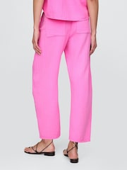 Gap Pink 100% Cotton Crinkle Gauze Easy Barrel Trousers - Image 3 of 8