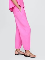 Gap Pink 100% Cotton Crinkle Gauze Easy Barrel Trousers - Image 4 of 8