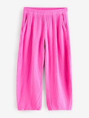 Gap Pink 100% Cotton Crinkle Gauze Easy Barrel Trousers - Image 5 of 8